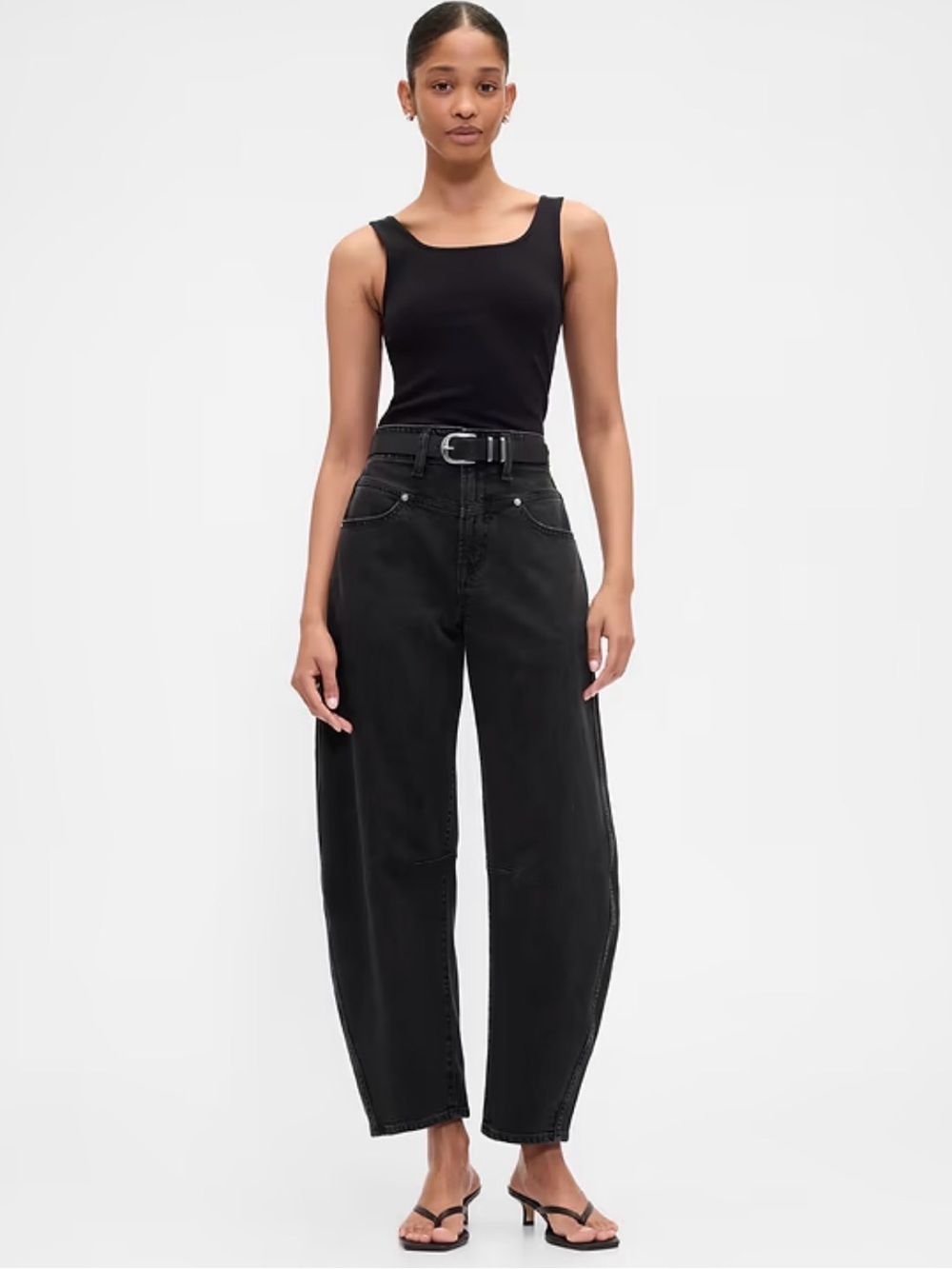 Gap High Rise Barrel Jeans Washed Black NWT 12/31 Long Baggy Skater Streetwear